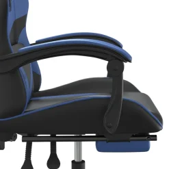 vidaXL Gamestoel draaibaar met voetensteun kunstleer zwart en blauw