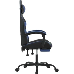 vidaXL Gamestoel draaibaar met voetensteun kunstleer zwart en blauw