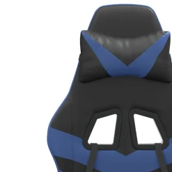 vidaXL Gamestoel draaibaar met voetensteun kunstleer zwart en blauw