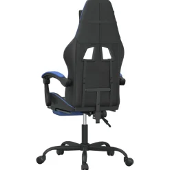 vidaXL Gamestoel draaibaar met voetensteun kunstleer zwart en blauw