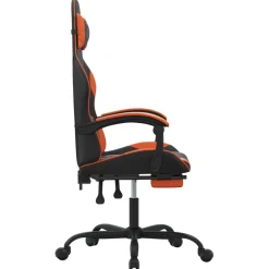 vidaXL Gamestoel draaibaar met voetensteun kunstleer zwart en oranje