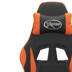 vidaXL Gamestoel draaibaar met voetensteun kunstleer zwart en oranje