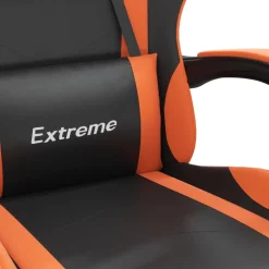 vidaXL Gamestoel draaibaar met voetensteun kunstleer zwart en oranje