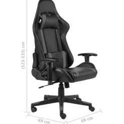 vidaXL Gamestoel draaibaar PVC grijs