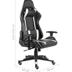 vidaXL Gamestoel draaibaar PVC wit