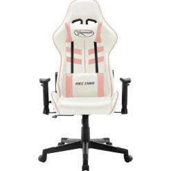 vidaXL Gamestoel kunstleer wit en roze