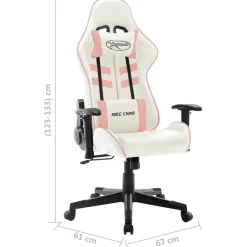 vidaXL Gamestoel kunstleer wit en roze