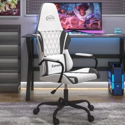 vidaXL Gamestoel kunstleer wit en zwart