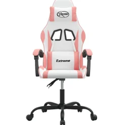 vidaXL Gamestoel kunstleer wit en roze