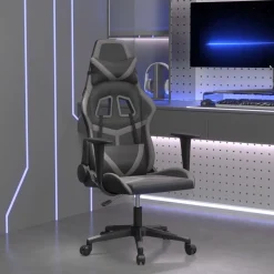 vidaXL Gamestoel kunstleer zwart en grijs