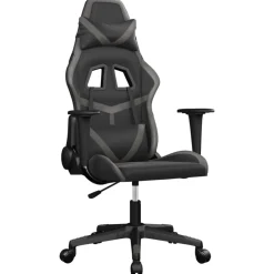 vidaXL Gamestoel kunstleer zwart en grijs