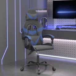 vidaXL Gamestoel kunstleer zwart en blauw