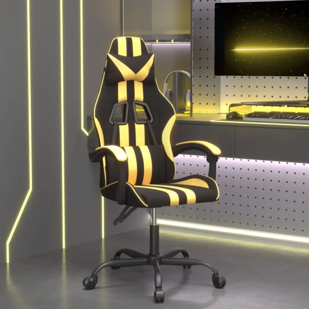 vidaXL Gamestoel kunstleer zwart en goud
