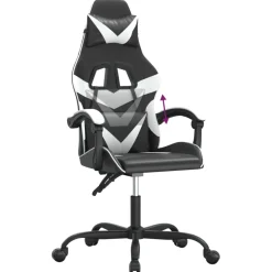 vidaXL Gamestoel kunstleer zwart en wit