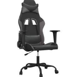 vidaXL Gamestoel kunstleer zwart en grijs