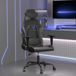 vidaXL Gamestoel kunstleer zwart en grijs
