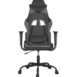 vidaXL Gamestoel kunstleer zwart en grijs