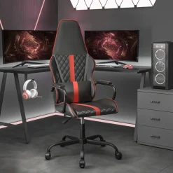 vidaXL Gamestoel kunstleer zwart en rood