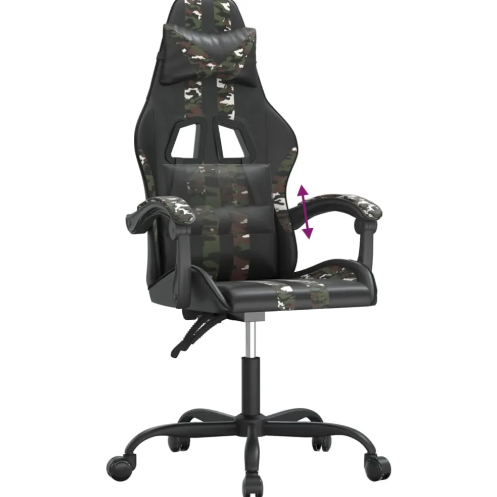 vidaXL Gamestoel kunstleer zwart en camouflage