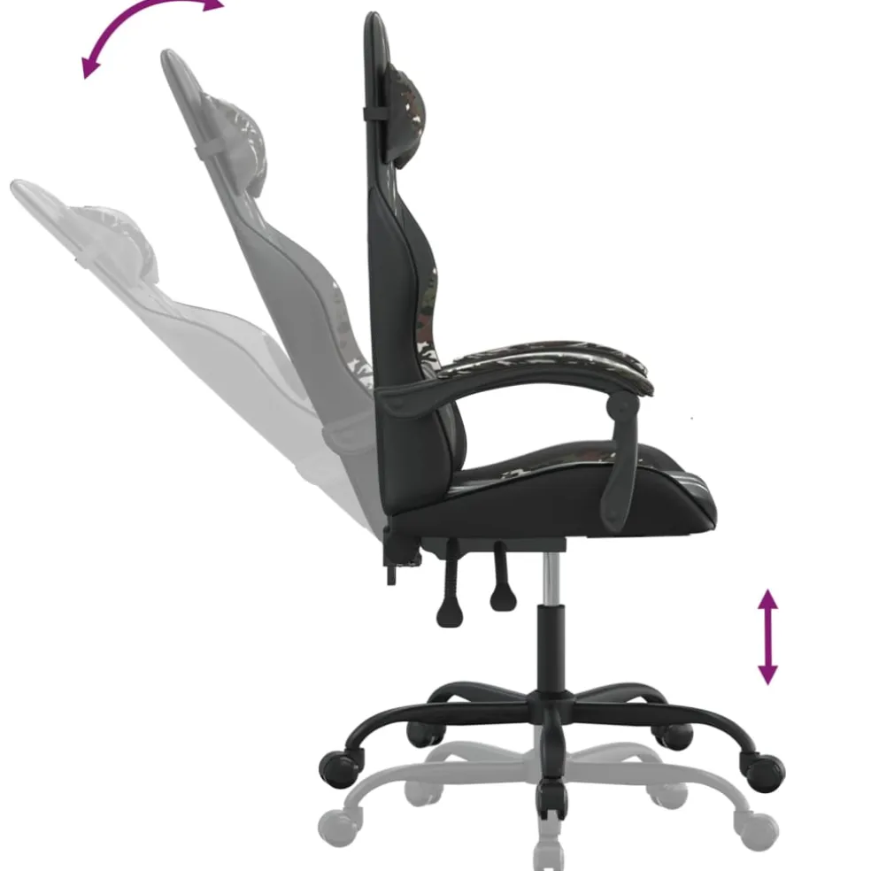 vidaXL Gamestoel kunstleer zwart en camouflage