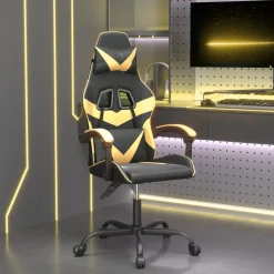 vidaXL Gamestoel kunstleer zwart en goud