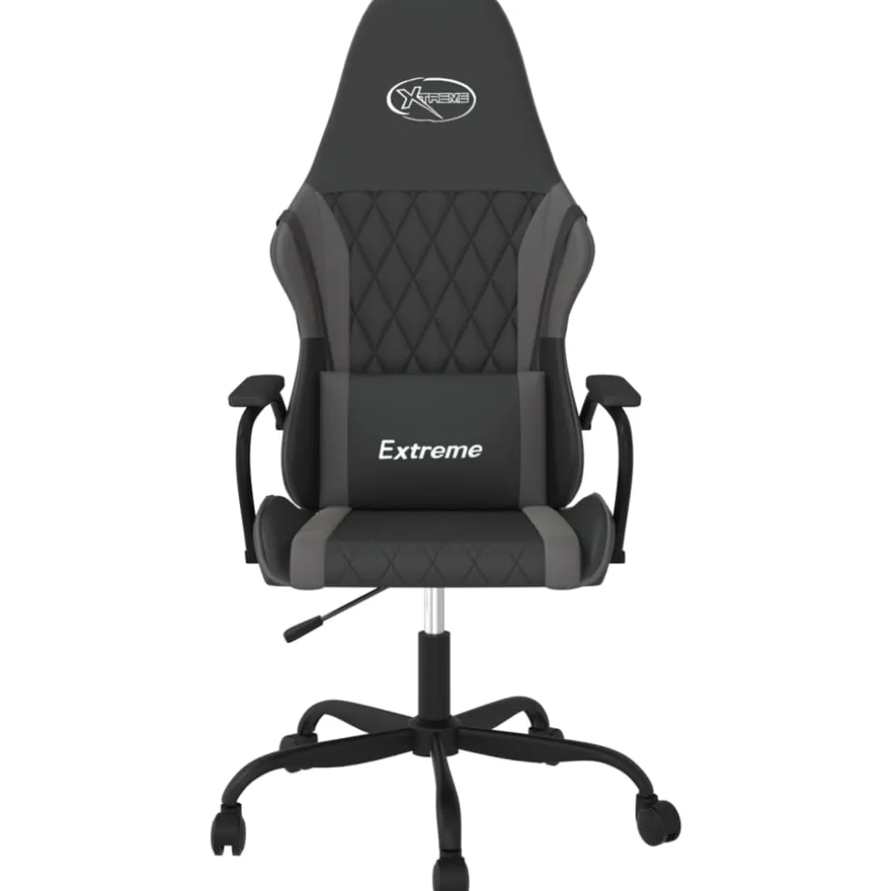 vidaXL Gamestoel kunstleer zwart en grijs