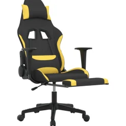 vidaXL Gamestoel met voetensteun stof zwart en geel