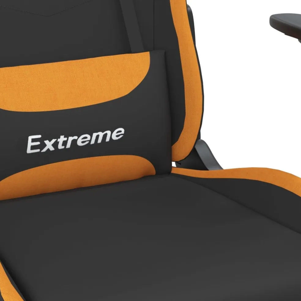 vidaXL Gamestoel met voetensteun stof zwart en oranje