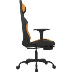 vidaXL Gamestoel met voetensteun stof zwart en oranje