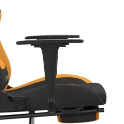 vidaXL Gamestoel met voetensteun stof zwart en oranje