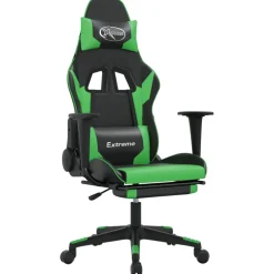 vidaXL Gamestoel met voetensteun kunstleer zwart en goudkleurig