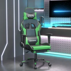 vidaXL Gamestoel met voetensteun kunstleer zwart en goudkleurig