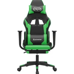 vidaXL Gamestoel met voetensteun kunstleer zwart en goudkleurig