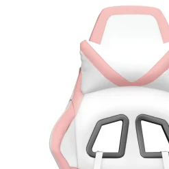 vidaXL Gamestoel met voetensteun kunstleer wit en roze