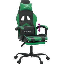 vidaXL Gamestoel met voetensteun kunstleer zwart en groen