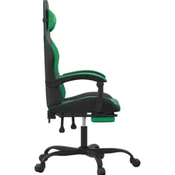 vidaXL Gamestoel met voetensteun kunstleer zwart en groen