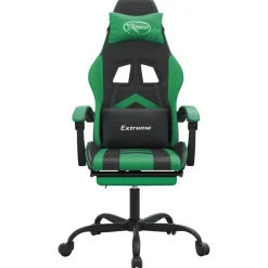 vidaXL Gamestoel met voetensteun kunstleer zwart en groen
