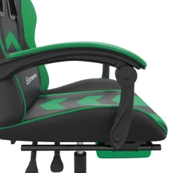 vidaXL Gamestoel met voetensteun kunstleer zwart en groen