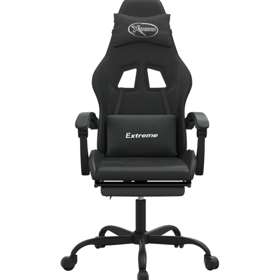 vidaXL Gamestoel met voetensteun kunstleer zwart