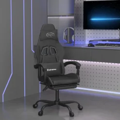 vidaXL Gamestoel met voetensteun kunstleer zwart