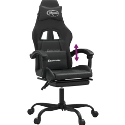 vidaXL Gamestoel met voetensteun kunstleer zwart