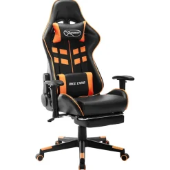 vidaXL Gamestoel met voetensteun kunstleer zwart en goudkleurig