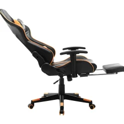vidaXL Gamestoel met voetensteun kunstleer zwart en oranje