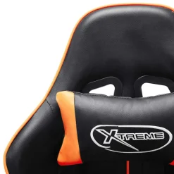 vidaXL Gamestoel met voetensteun kunstleer zwart en oranje