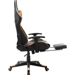 vidaXL Gamestoel met voetensteun kunstleer zwart en oranje