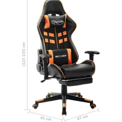 vidaXL Gamestoel met voetensteun kunstleer zwart en oranje