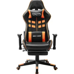 vidaXL Gamestoel met voetensteun kunstleer zwart en oranje