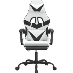 vidaXL Gamestoel met voetensteun kunstleer zwart