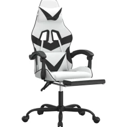 vidaXL Gamestoel met voetensteun kunstleer zwart
