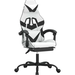 vidaXL Gamestoel met voetensteun kunstleer zwart